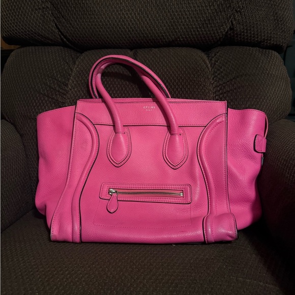 Celine Mini Luggage Fluo Fuchsia Pink Limited Edition Rare Color Bag - Picture 1 of 16